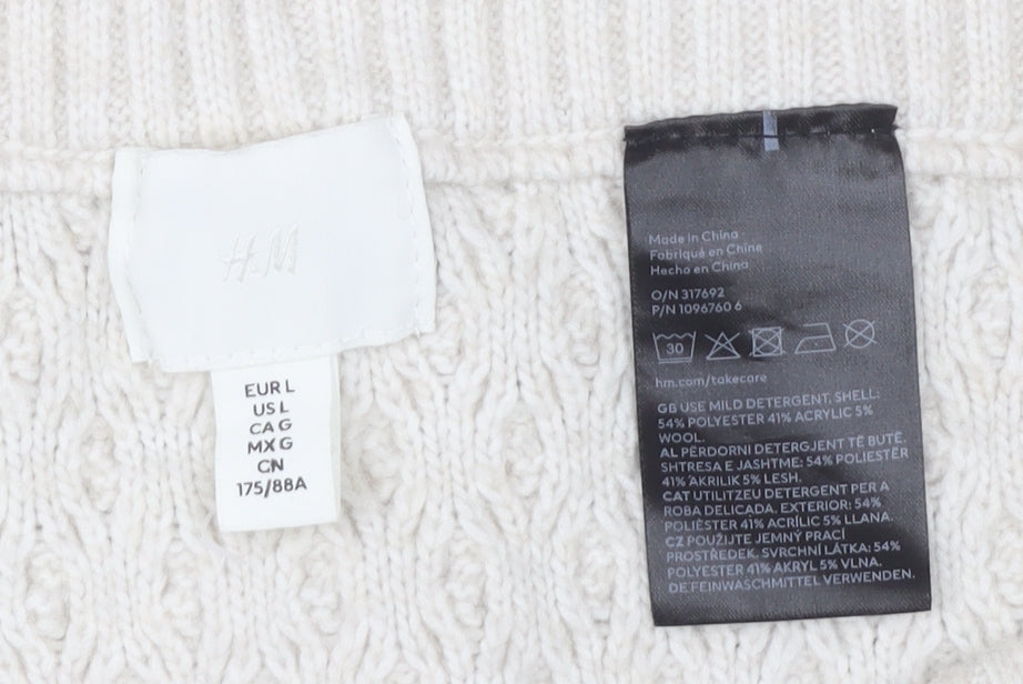 H&M Women Ivory Knit Pencil Skirt L Short Wool Blend Winter