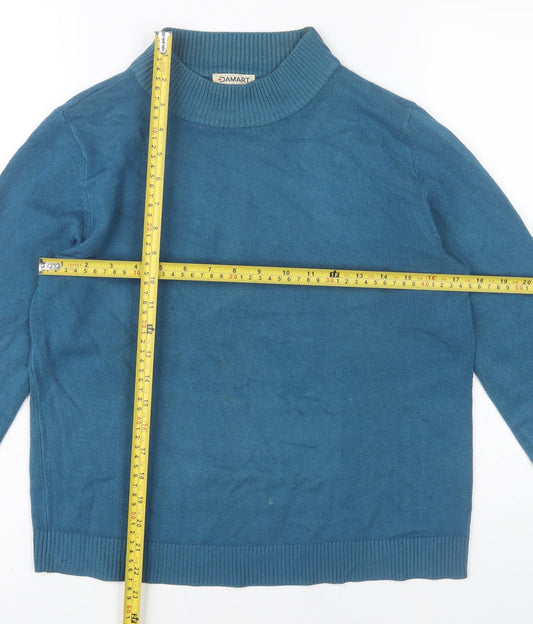 Damart Women’s Blue Mock Neck Acrylic Pullover Jumper Size 10