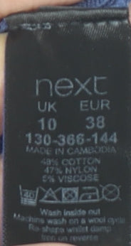 Next Women’s Blue Bodycon Knit Midi Dress Size 10 Long Sleeve V-Neck