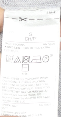 GAP Men’s Grey Merino Wool Jumper Small Crew Neck Pullover