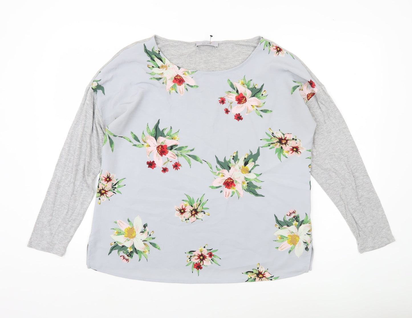 Marks and Spencer Women’s Grey Floral Blouse UK 14 Long Sleeve Tunic