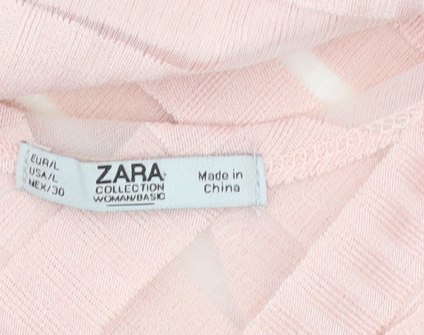 Womens UK Size L Zara Pink Basic Blouse