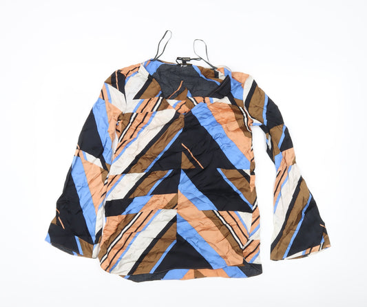 Additional front view of Massimo Dutti Women’s Multicoloured Tunic Blouse, size UK 6, Viscose