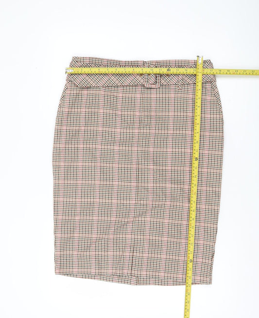 Next Women’s Multicoloured Check Pencil Skirt Size 14 Workwear