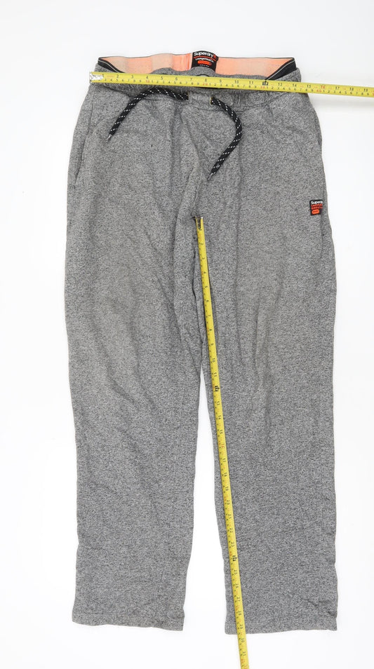 Superdry Women Grey Sweatpants L Regular Fit Cotton Blend Joggers