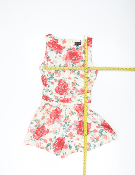 Topshop Women’s Floral Playsuit UK 6 Sleeveless Summer Zip