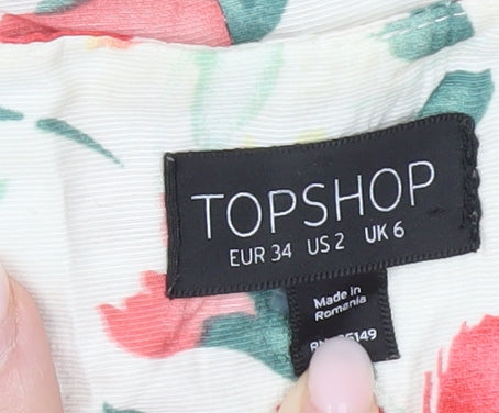Topshop Women’s Floral Playsuit UK 6 Sleeveless Summer Zip