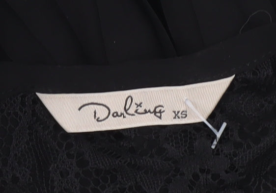 Womens UK Size XS Darling Black Tunic Blouse