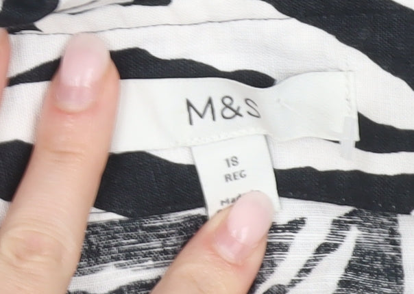 Marks and Spencer Women’s Black White Animal Print Linen Skirt Size 18