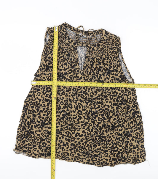 Tu Women’s Brown Leopard Print Sleeveless Tunic Blouse Size 12