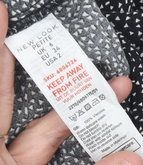 New Look Women Black Spot Print Petite Size 6 Playsuit V-Neck