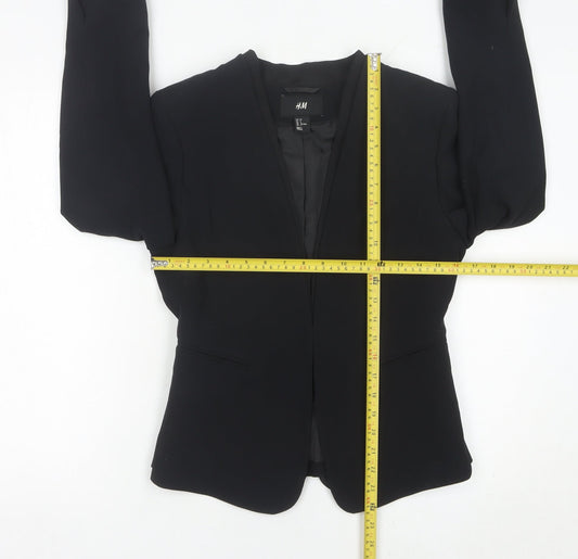 H&M Womens Black Shawl Collar Blazer Size 10 Regular Tailored Jacket