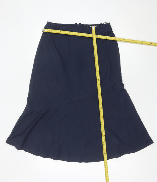 Finery Women’s Blue Midi Flare Skirt UK 12 Viscose Blend Lined