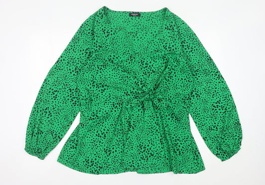 Womens UK Size 20 Simply Be Green Wrap Blouse