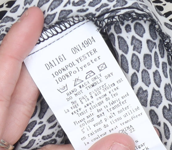 AX Paris Womens Black Beige Animal Print Midi Wrap Dress S