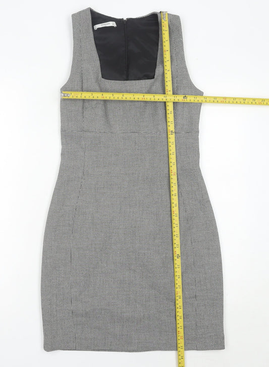 Mango Women Grey Houndstooth Sheath Dress Size 8 Workwear Classic