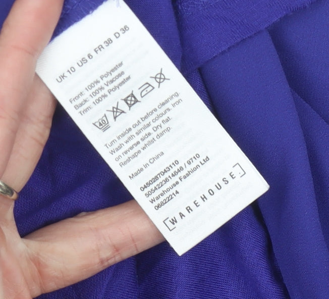 Womens UK Size 10 Warehouse Blue Basic Blouse