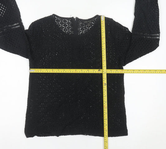 Banana Republic Womens Black Lace Blouse Size S Long Sleeve Tunic