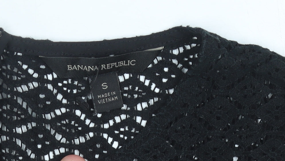 Banana Republic Womens Black Lace Blouse Size S Long Sleeve Tunic