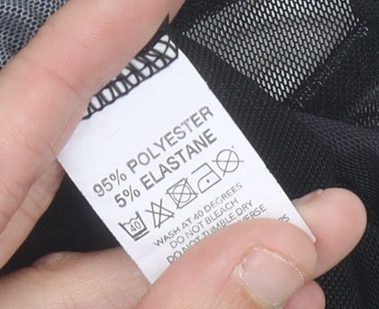 PrettyLittleThing Womens Black Mesh Cropped Long Sleeve Music Top Size 8