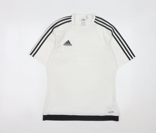 Additional front view of Adidas Men’s White Small Athletic Fit Short Sleeve Sports T-Shirt