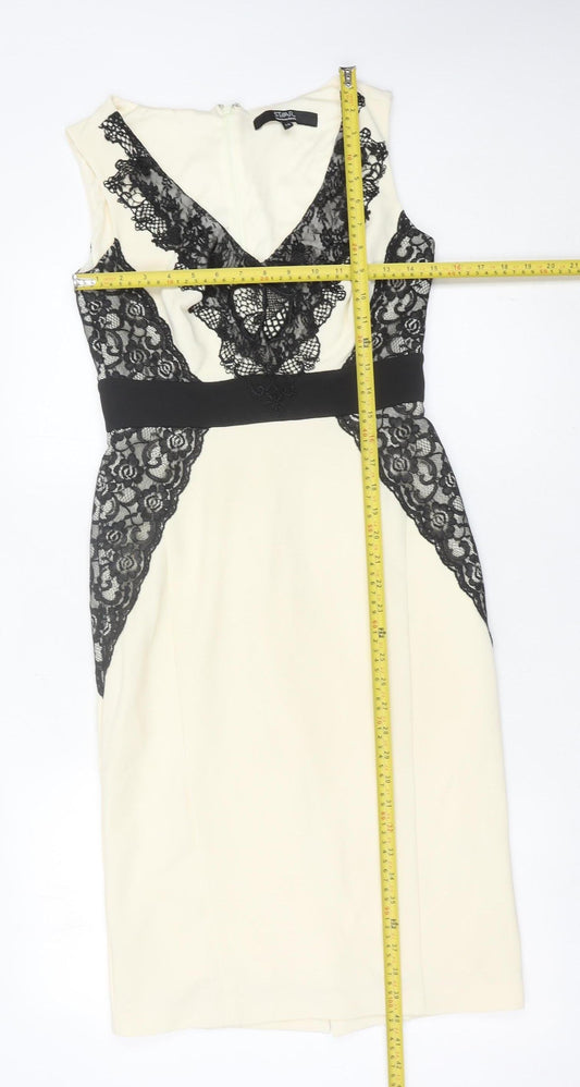 Star by Julien Macdonald Women’s Black White Lace Sheath Dress Size 10
