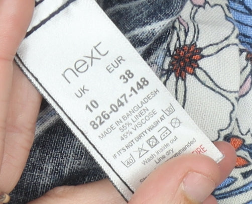 Next Women’s Multicoloured Floral Shift Dress Size 10 Sleeveless Linen Blend