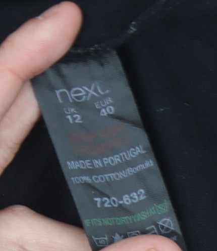 Next Women’s Black Polka Dot Cotton Knee Length Shift Dress Size 12