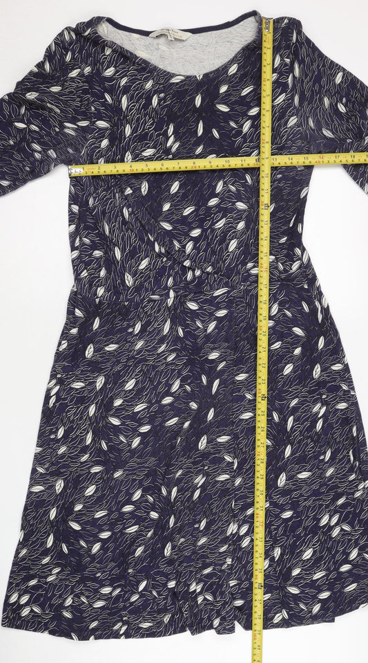 People Tree Women’s Blue Floral A-Line Dress Size 14 Cotton