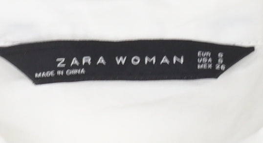 Womens UK Size 8 Zara White Tunic Button-Up