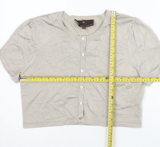 Fenn Wright Manson Women’s Beige Cardigan Size 12 Short Sleeve Knit