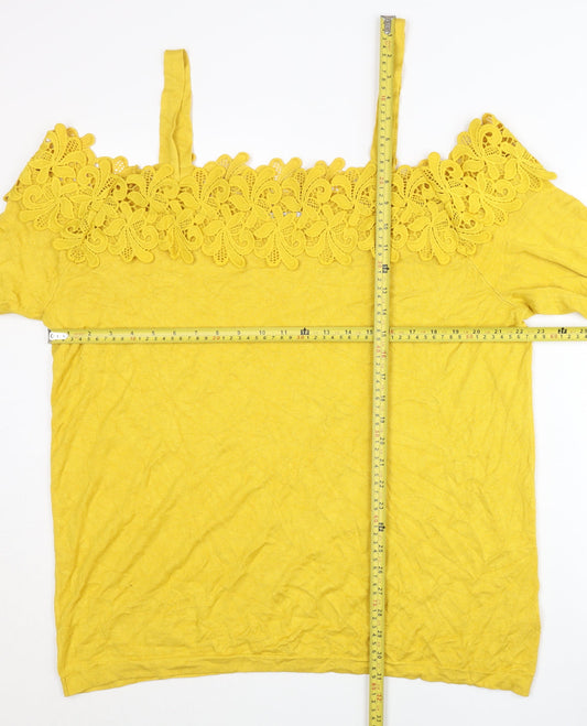 Womens UK Size 22 Soon Yellow Pullover Jumper
