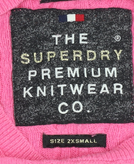 Womens UK Size 2XS Superdry Pink Pullover Jumper