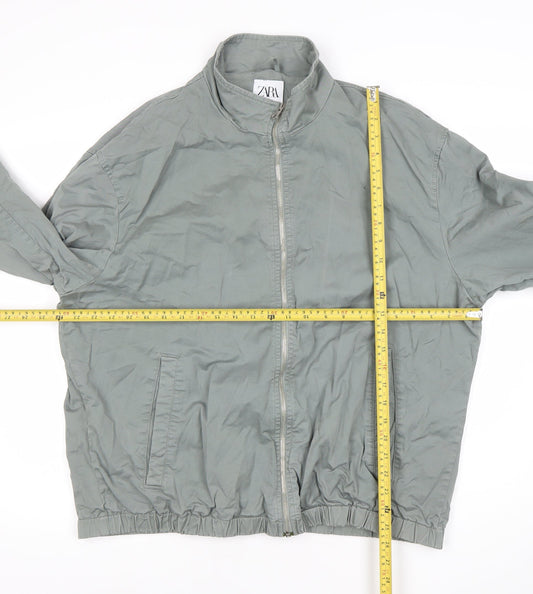 Zara Men’s Grey XL Cotton Blend Zip Up Casual Jacket