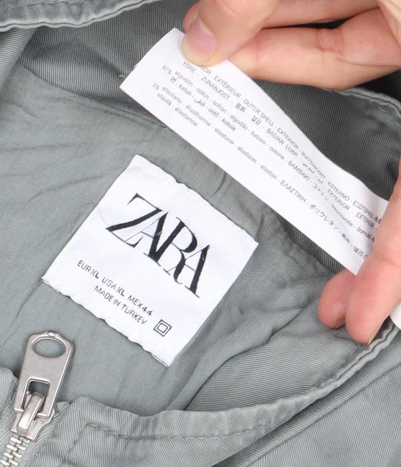 Zara Men’s Grey XL Cotton Blend Zip Up Casual Jacket