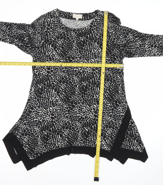 Womens UK Size 10 Apricot Black Tunic Blouse