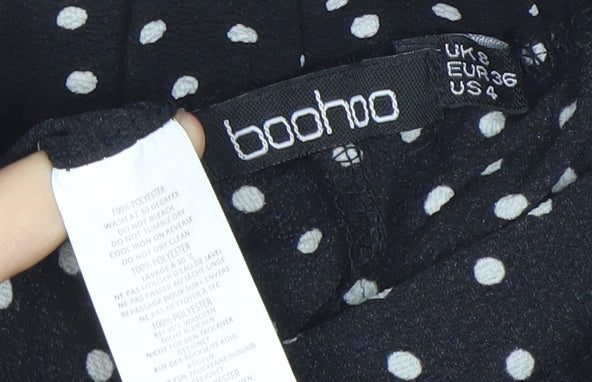 Womens UK Size 8 Boohoo Relaxed Fit Cropped Black Trousers