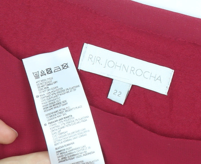 Womens UK Size 22 John Rocha Red Basic Blouse