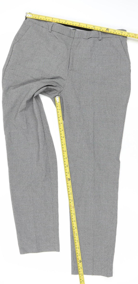Stradivarius Womens Grey Check Slim Fit Chino Trousers Size 12