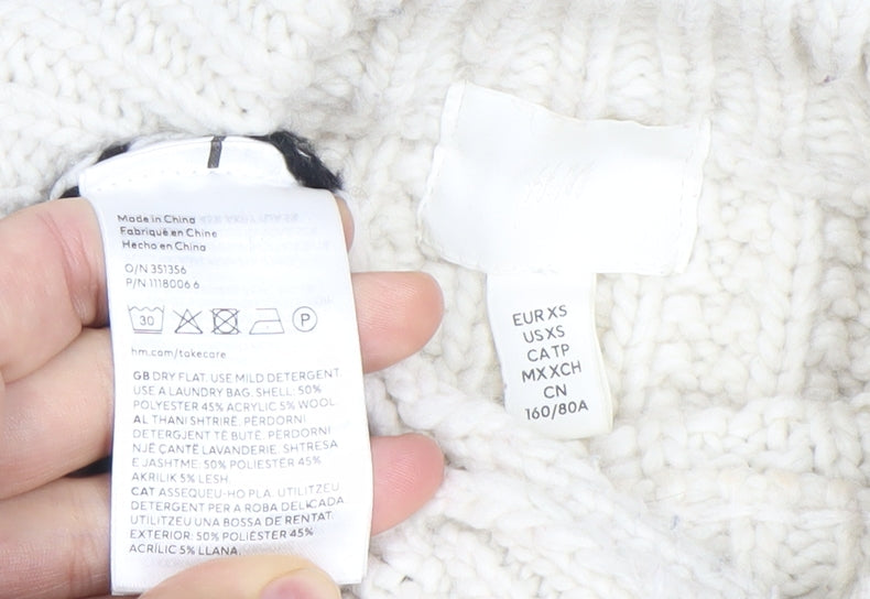 Womens UK Size XS H&M Ivory Pullover Jumper