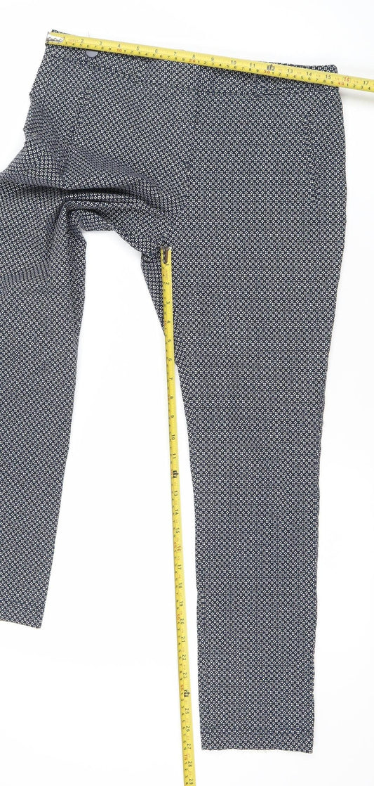 Red Herring Womens Blue Geometric Slim Fit Trousers Size 12
