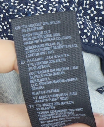 Red Herring Womens Blue Geometric Slim Fit Trousers Size 12