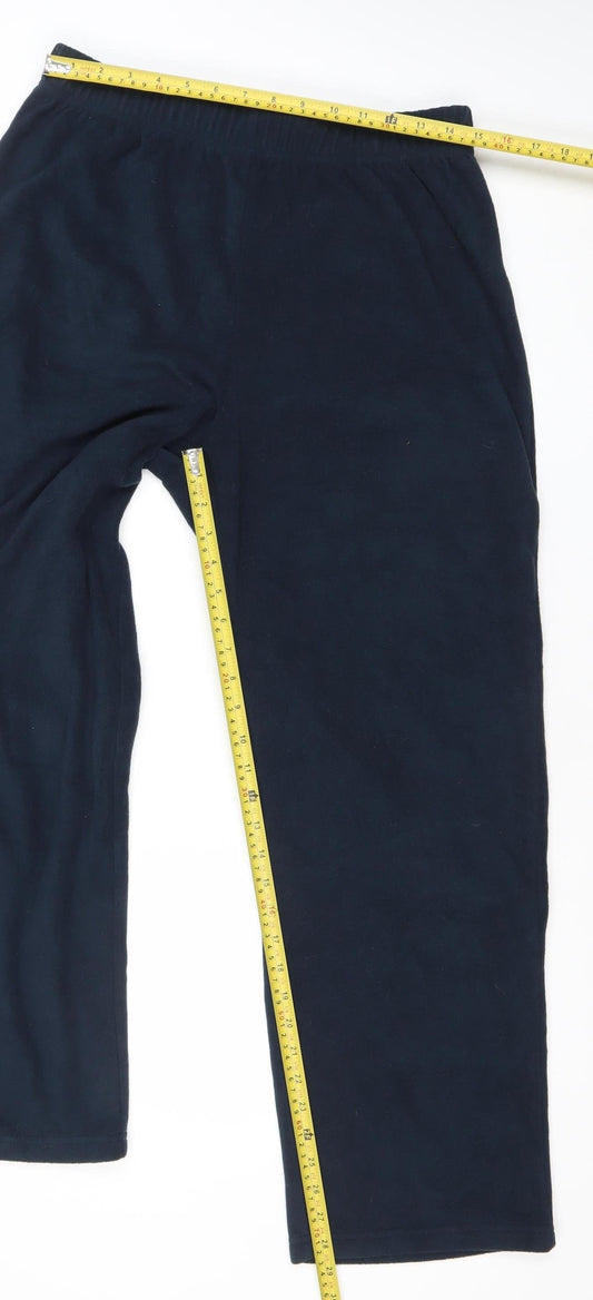 Cotton Traders Men’s Navy Blue L Sweatpants Fleece Polyester Elastic Waist