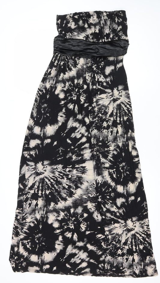 QED London Women’s Black Tie Dye Midi Strapless Dress M