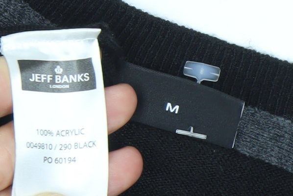 Jeff Banks Men’s Black Medium Pullover Jumper Knit Crew Neck