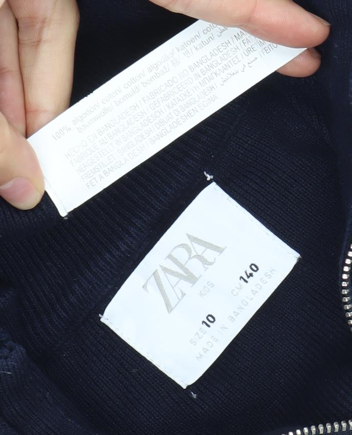 Zara Boys Blue Cotton Knit Half Zip Sweatshirt Jumper 10 Years