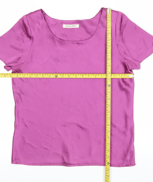 Jacques Vert Women's Pink Size 12 Satin Blouse Scoop Neck