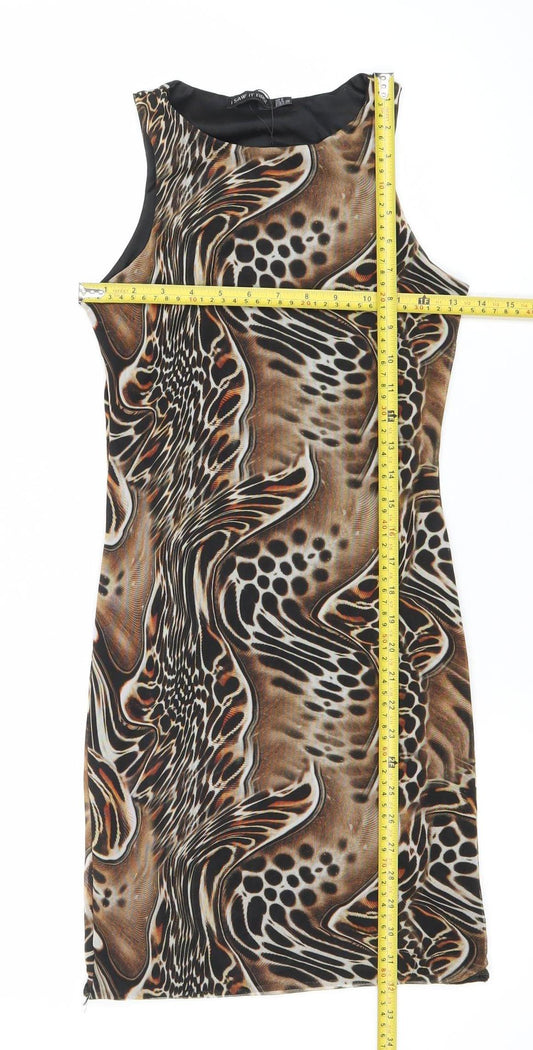 I Saw It First Womens Brown Animal Print Bodycon Dress Size 8