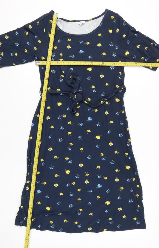 Cotton Traders Women's Navy Floral Knee Length Fit & Flare Dress Size 12