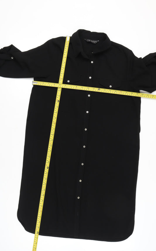 Dorothy Perkins Women’s Black Shirt Dress UK 12 3/4 Sleeve Workwear